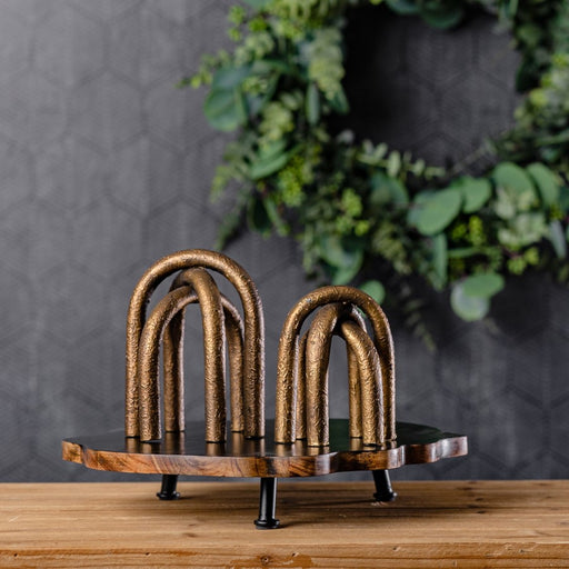 Melrose Int. Modern Metal Arches Sculpture, Set of 2, CoppeRed