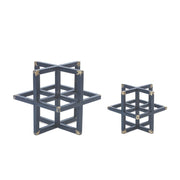 Melrose International Modern Metal Star Sculpture, Set of 2, Black/Gol - 88367DS