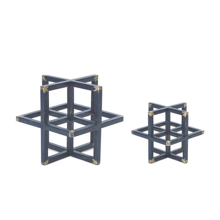 Melrose International Modern Metal Star Sculpture, Set of 2, Black/Gol - 88367DS