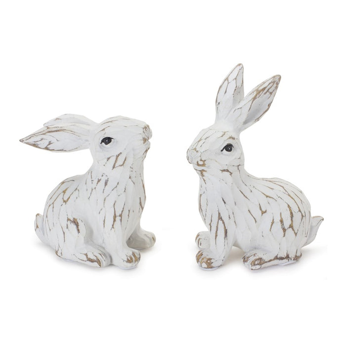Melrose International Carved Bunny Figurine, Set of 6, White/Brown - 88373DS