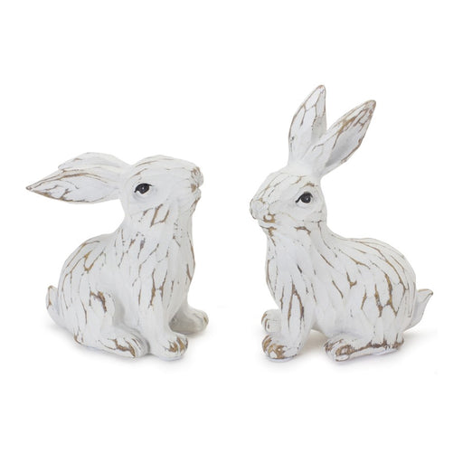 Melrose Carved Bunny Figurine (Set of 6), White/Brown - 88373DS