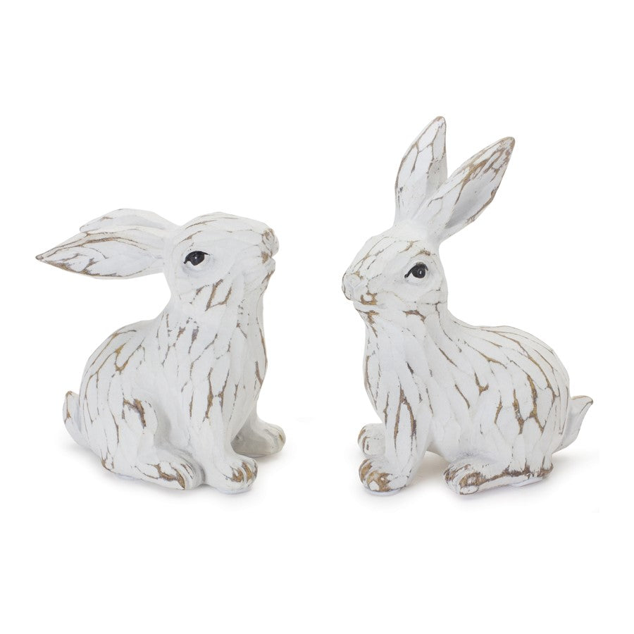 Melrose Carved Bunny Figurine (Set of 6), White/Brown - 88373DS
