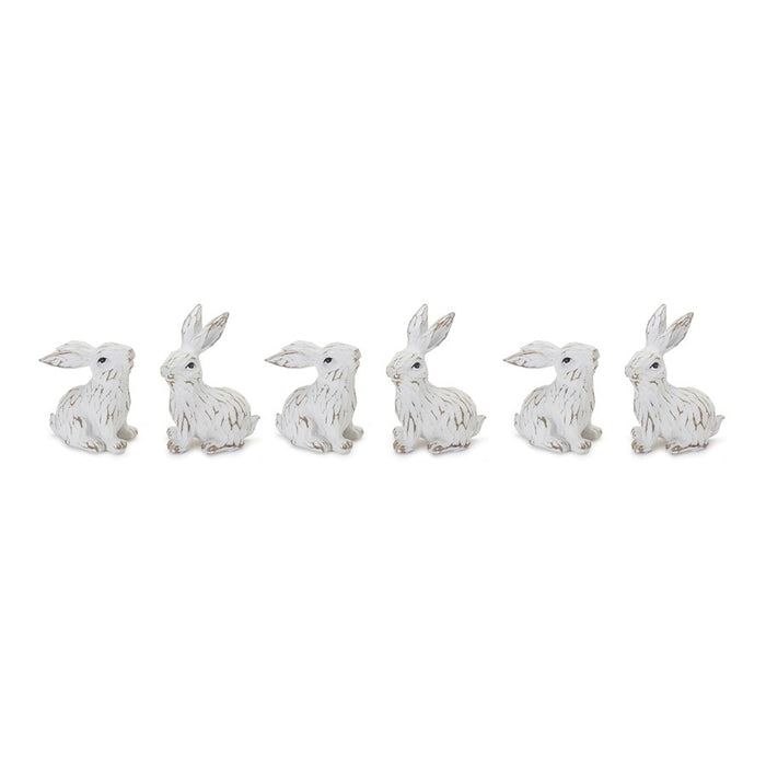 Melrose Carved Bunny Figurine (Set of 6), White/Brown