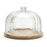 Melrose International Glass Cloche/Wood Plate 10.5"D, Brown - 88383DS