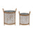 Melrose Int. Footed Metal Aztec Planter, Set of 2, White/Brown - 88399DS