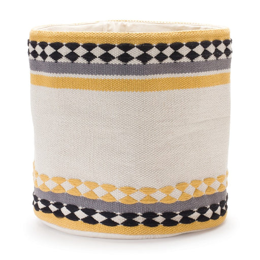 Melrose International Striped Cotton Basket, Set of 2, Cream/Brown