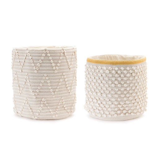 Melrose International White Woven Cotton Basket, Set of 2, White - 88415DS