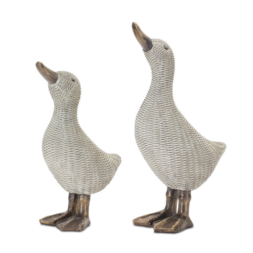 Melrose International Wicker Duck Figurine, Set of 4, Brown - 88423DS