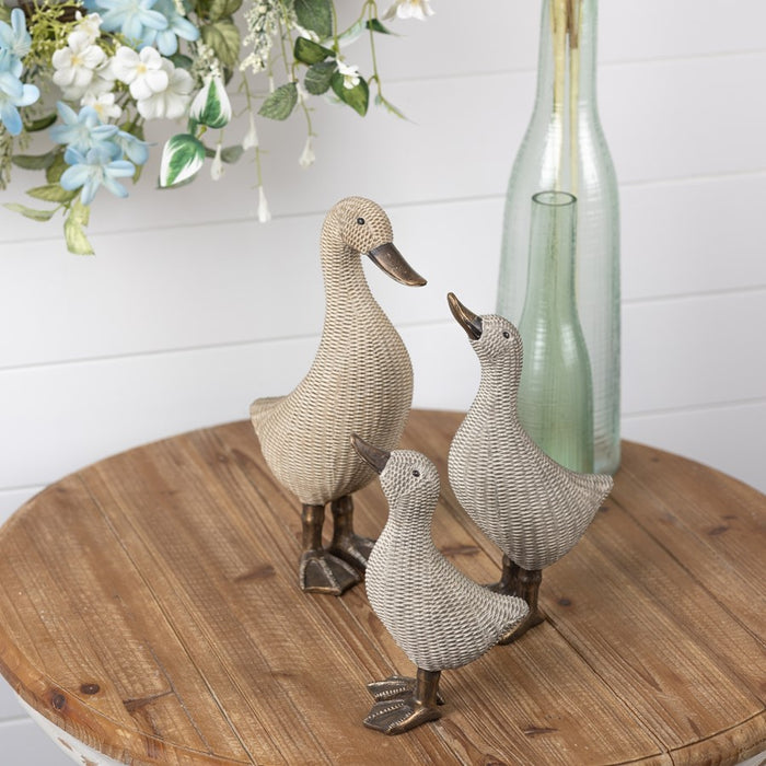 Melrose International Wicker Duck Figurine, Set of 4, Brown
