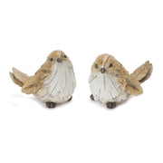 Melrose Carved Leaf Bird Figurine (Set of 2), Grey/Brown - 88425DS