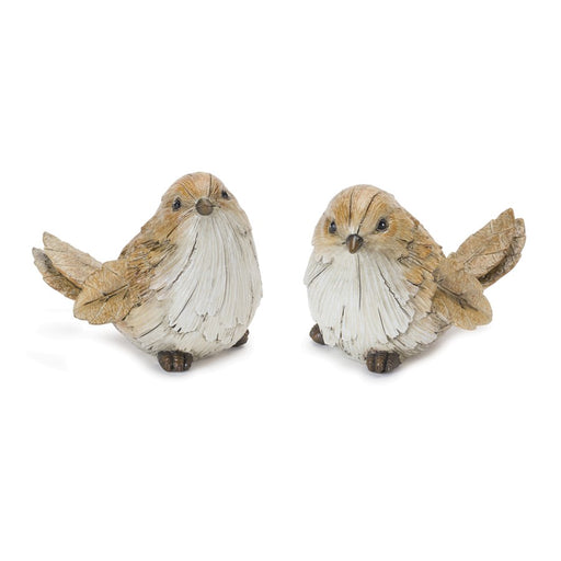 Melrose Carved Leaf Bird Figurine (Set of 2), Grey/Brown - 88425DS