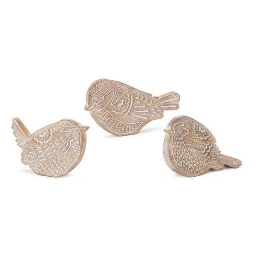 Melrose International Etched Bird Decor, Set of 3, Brown/White - 88429DS
