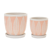 Melrose International Stone Planter/Plate, Set of 2, White - 88447DS