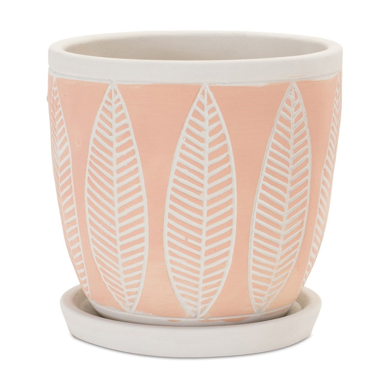 Melrose International Stone Planter/Plate, Set of 2, White
