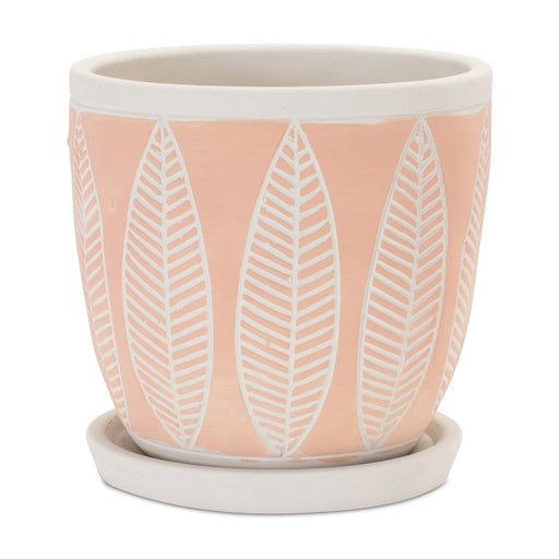 Melrose International Stone Planter/Plate, Set of 2, White