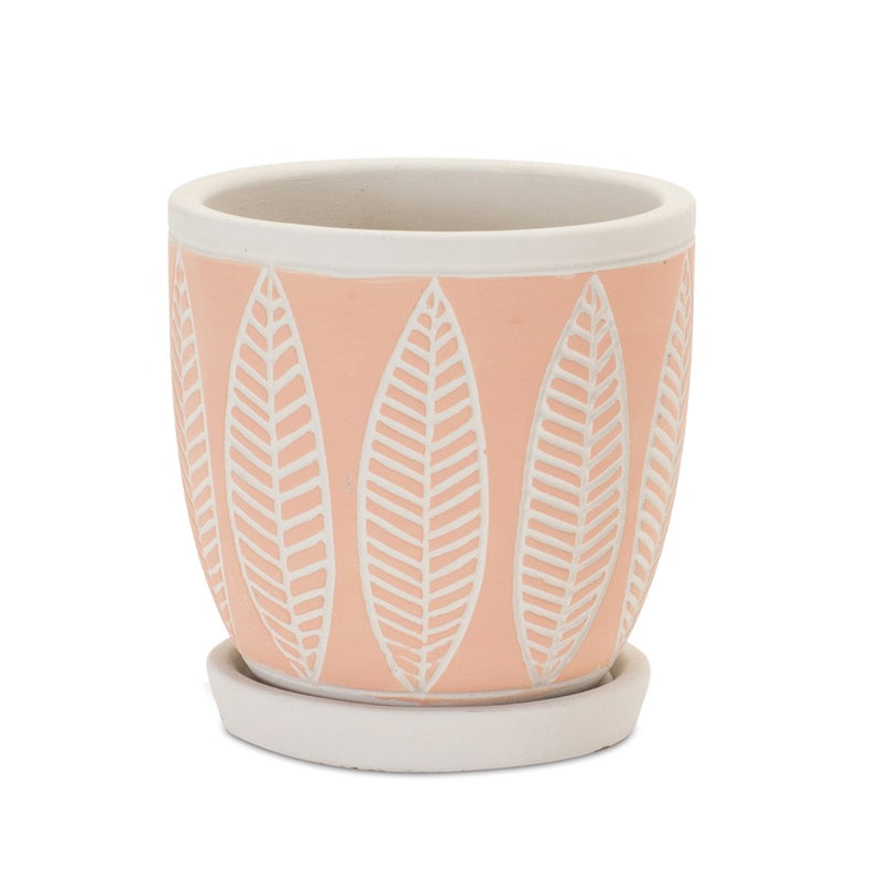 Melrose International Stone Planter/Plate, Set of 2, White