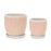 Melrose International Stone Planter/Plate, Set of 2, White/Pink - 88448DS