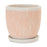 Melrose International Stone Planter/Plate, Set of 2, White/Pink
