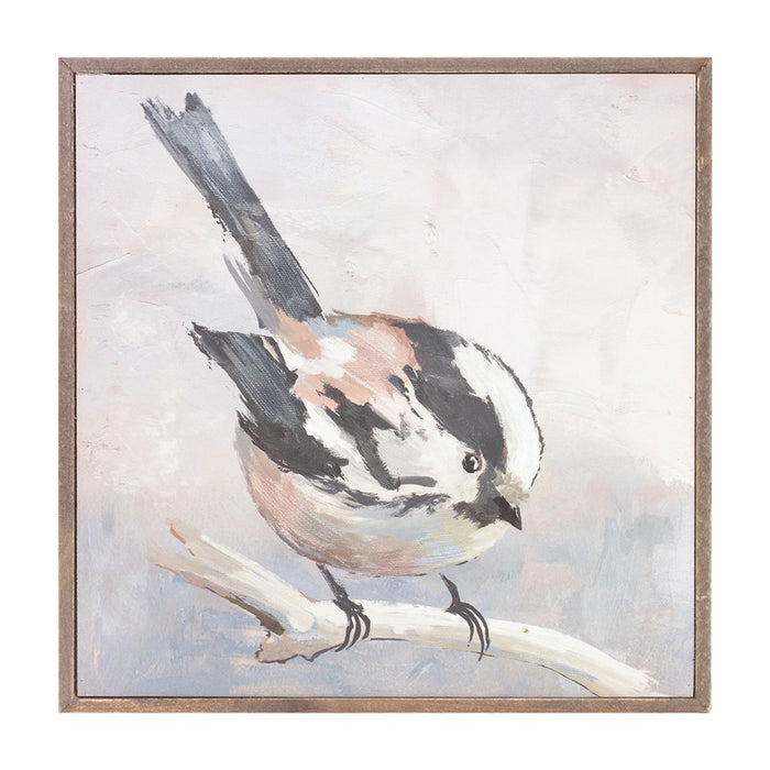 Melrose International Framed Bird Canvas Block, Set of 2, Grey/Beige