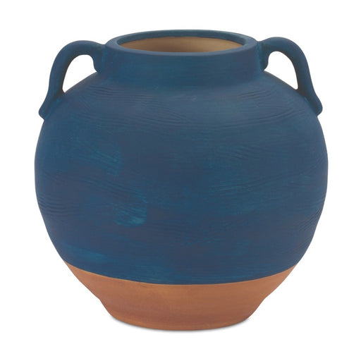 Melrose International Ceramic Urn Vase/Terra Cotta Accent 7"H, Blue - 88458DS