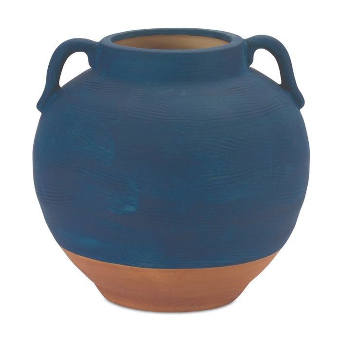 Melrose International Ceramic Urn Vase/Terra Cotta Accent 7"H, Blue - 88458DS