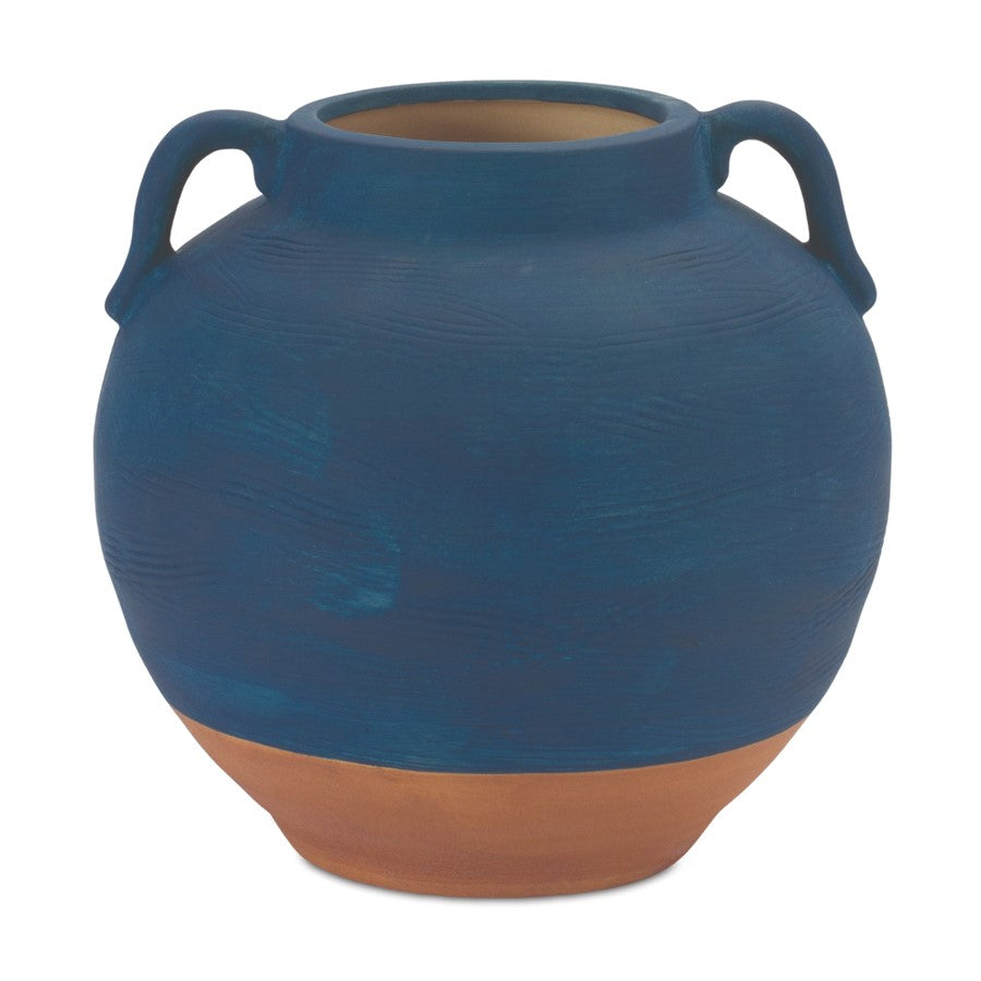 Melrose International Ceramic Urn Vase/Terra Cotta Accent 7"H, Blue - 88458DS