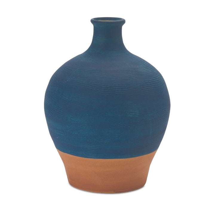 Melrose International Ceramic Vase/Terra Cotta Accent 8.5"H, Blue - 88459DS