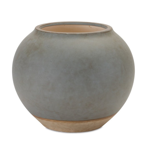 Melrose International Two Tone Ceramic Vase 8.5"D, Grey/Brown - 88464DS