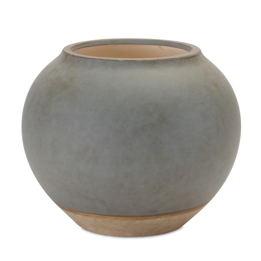 Melrose International Two Tone Ceramic Vase 8.5"D, Grey/Brown - 88464DS
