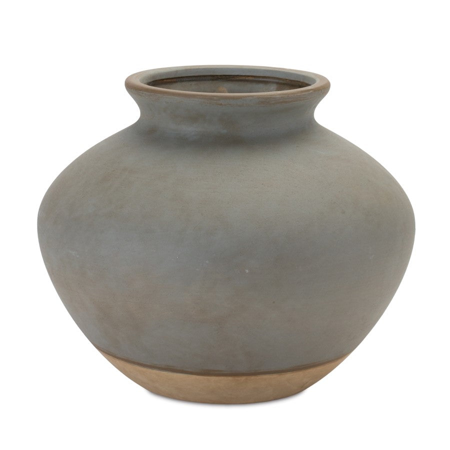 Melrose International Two Tone Ceramic Vase 9"D, Grey/Cream - 88465DS