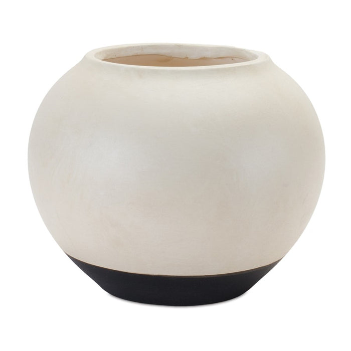 Melrose International Two Tone Ceramic Vase 8.75"D, Cream/Black - 88467DS