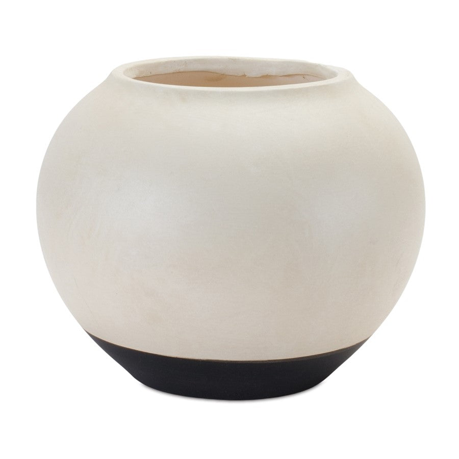 Melrose International Two Tone Ceramic Vase 8.75"D, Cream/Black - 88467DS
