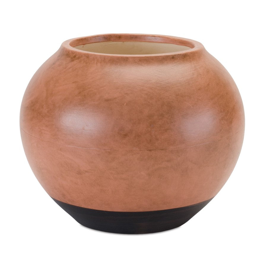 Melrose International Two Tone Ceramic Vase 8.75"D, Brown - 88470DS