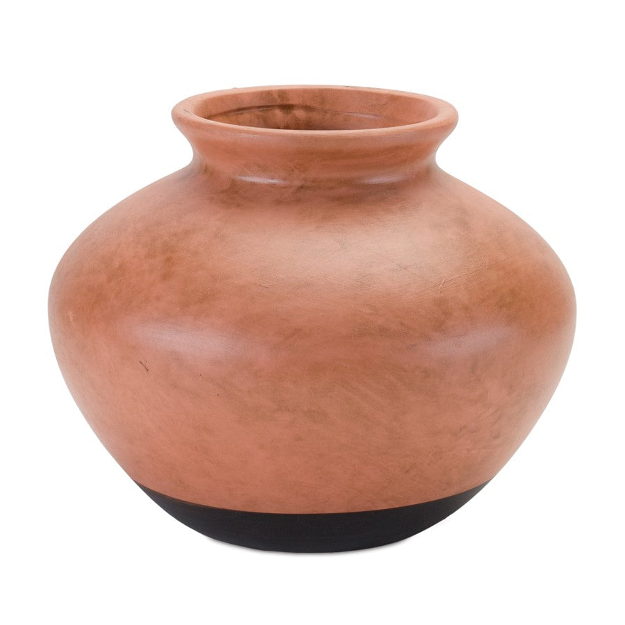 Melrose International Two Tone Ceramic Vase 9"D, Brown/Black - 88471DS
