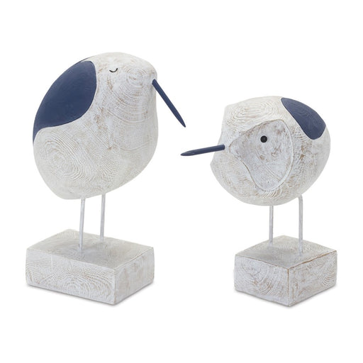 Melrose International Modern Bird Sculpture, Set of 2, White/Blue - 88473DS