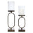 Melrose Modern Candle Holder/Glass Hurricane, Set of 2, Rust/Black - 88480DS