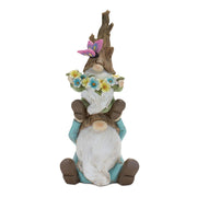 Melrose International Tree Trunk Gnome Stack, Set of 2, Blue/Green - 88529DS