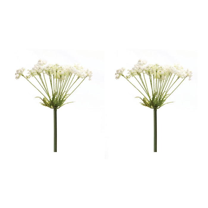 Melrose International Queen Anne's Lace Stem, Set of 2, Green/White