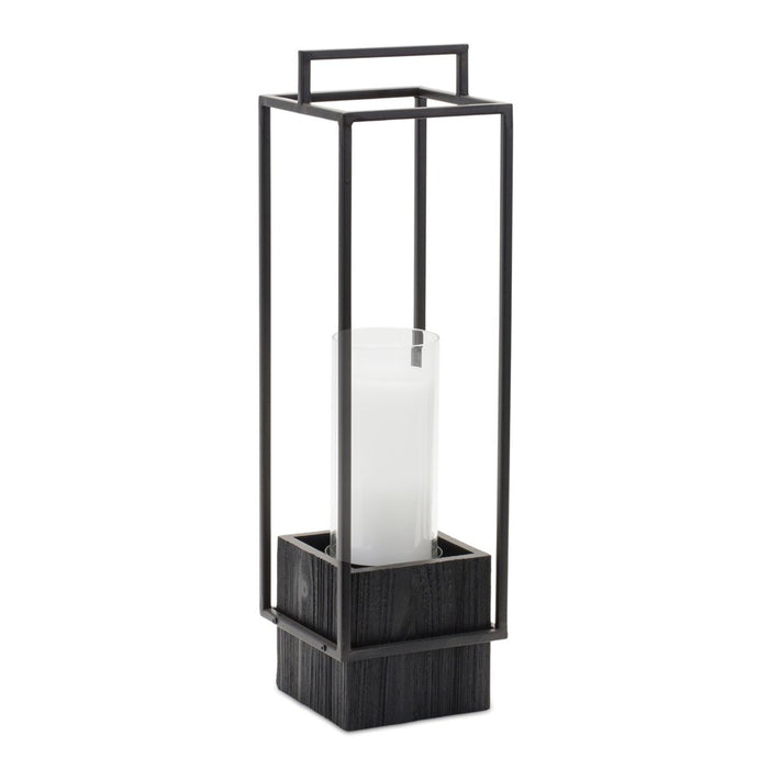 Melrose International Wood Candle Holder/Metal Frame 20"H, Black - 88539DS