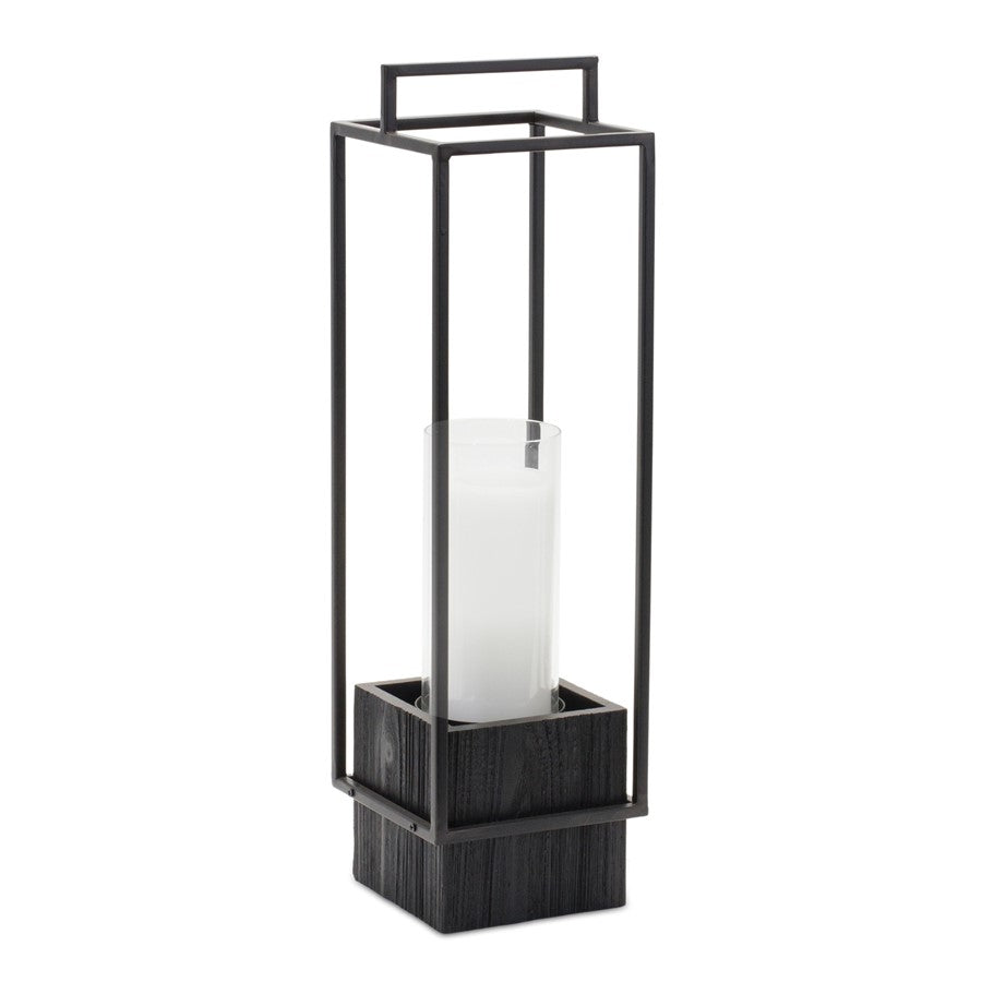 Melrose International Wood Candle Holder/Metal Frame 20"H, Black - 88539DS