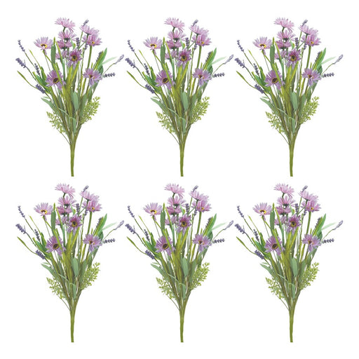 Melrose International Mixed Daisy Bush, Set of 6, Purple/Green