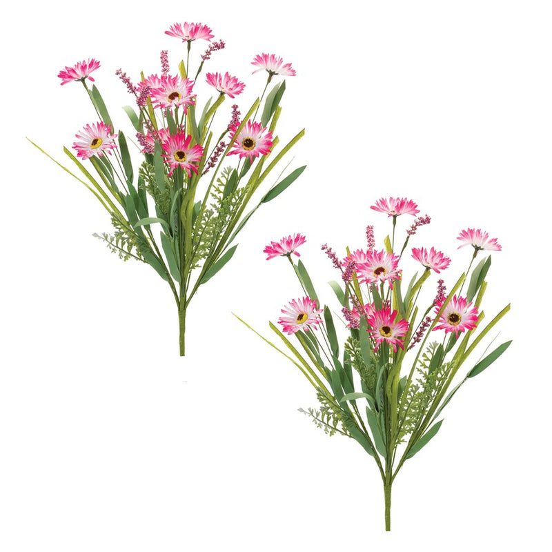 Melrose International Mixed Daisy Bush, Set of 6, Green/Pink