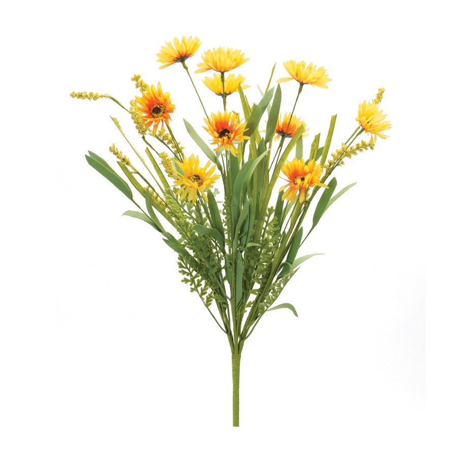 Melrose International Mixed Daisy Bush, Set of 6, Green/Yellow - 88546DS