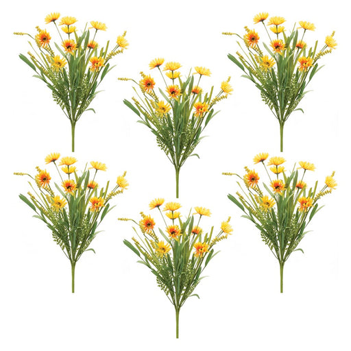 Melrose International Mixed Daisy Bush, Set of 6, Green/Yellow