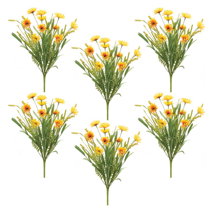 Melrose International Mixed Daisy Bush, Set of 6, Green/Yellow