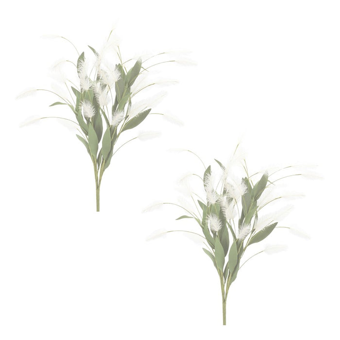 Melrose White Plume Bush (Set of 2), Green/White