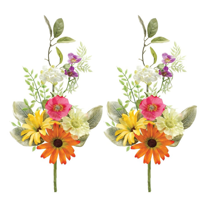 Melrose Int. Mixed Spring Floral Spray, Set of 2, Yellow/Green