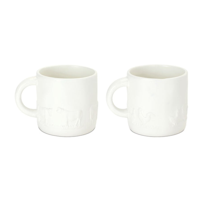 Melrose International Ceramic Farm Animal Mug, Set of 4, White - 88584DS