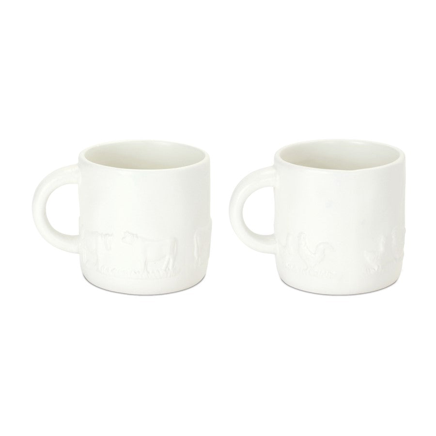 Melrose International Ceramic Farm Animal Mug, Set of 4, White - 88584DS