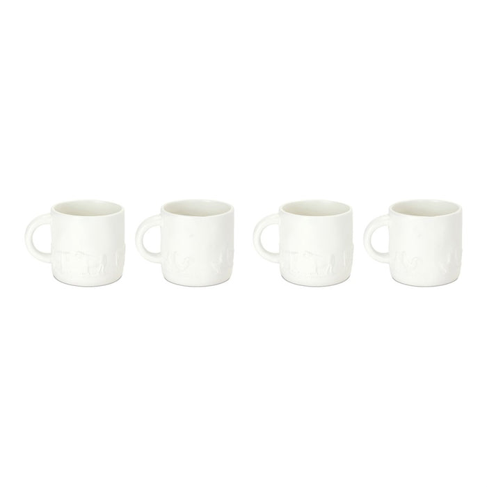 Melrose International Ceramic Farm Animal Mug, Set of 4, White